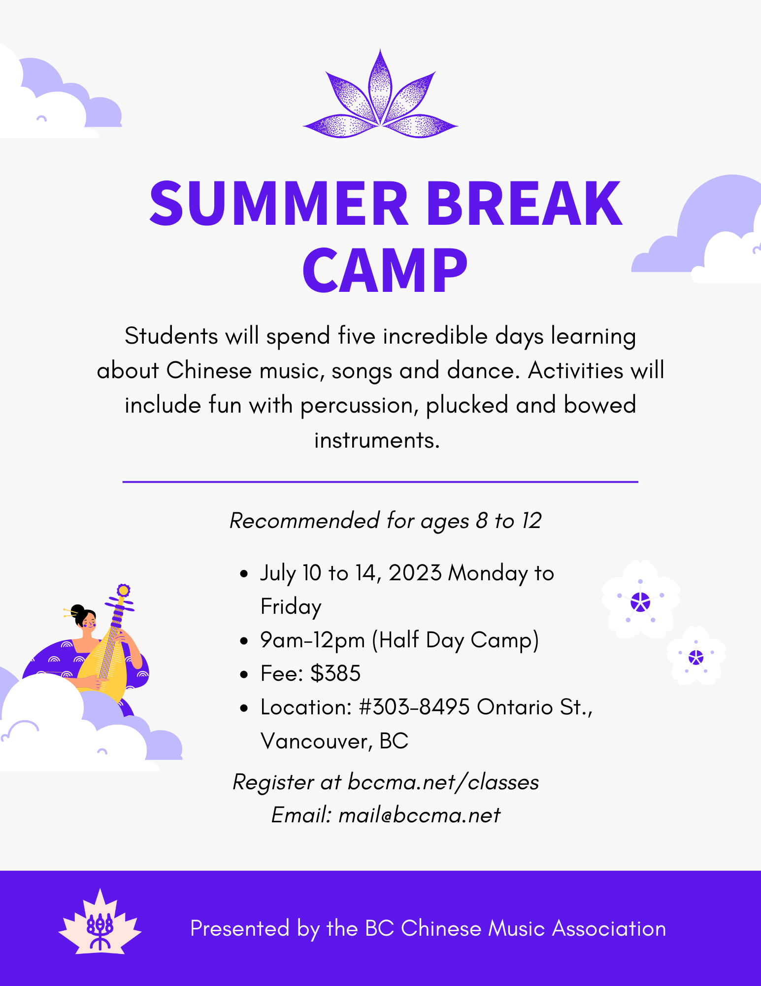 Summer Break Camp · B.C. Chinese Music Association